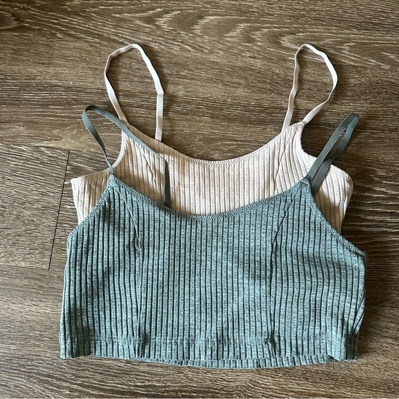 Aerie Ribbed Camisole Trio - Black, Green, Pink Medium - Picture 4 of 7